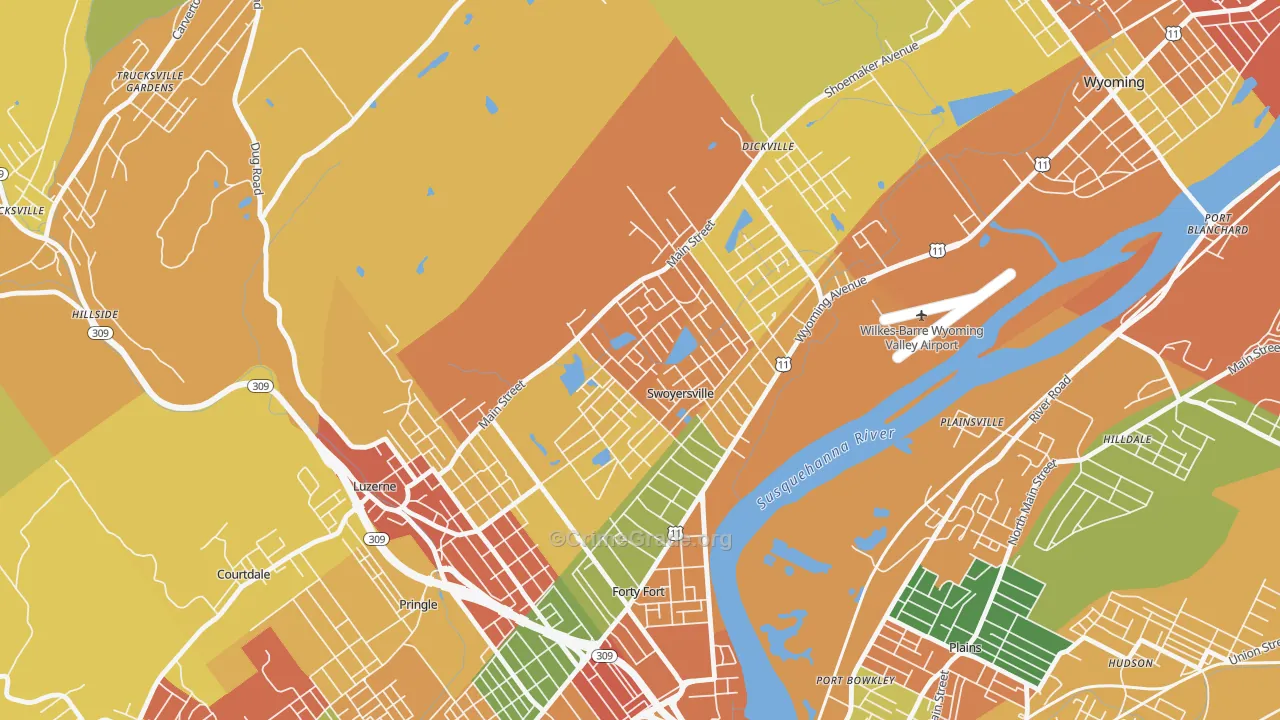 Swoyersville, PA Map of Arson Rates