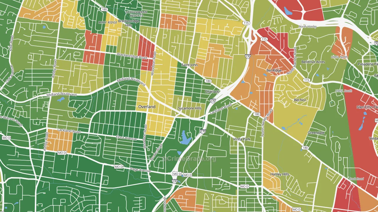Sycamore Hills, MO Map of Arson Rates