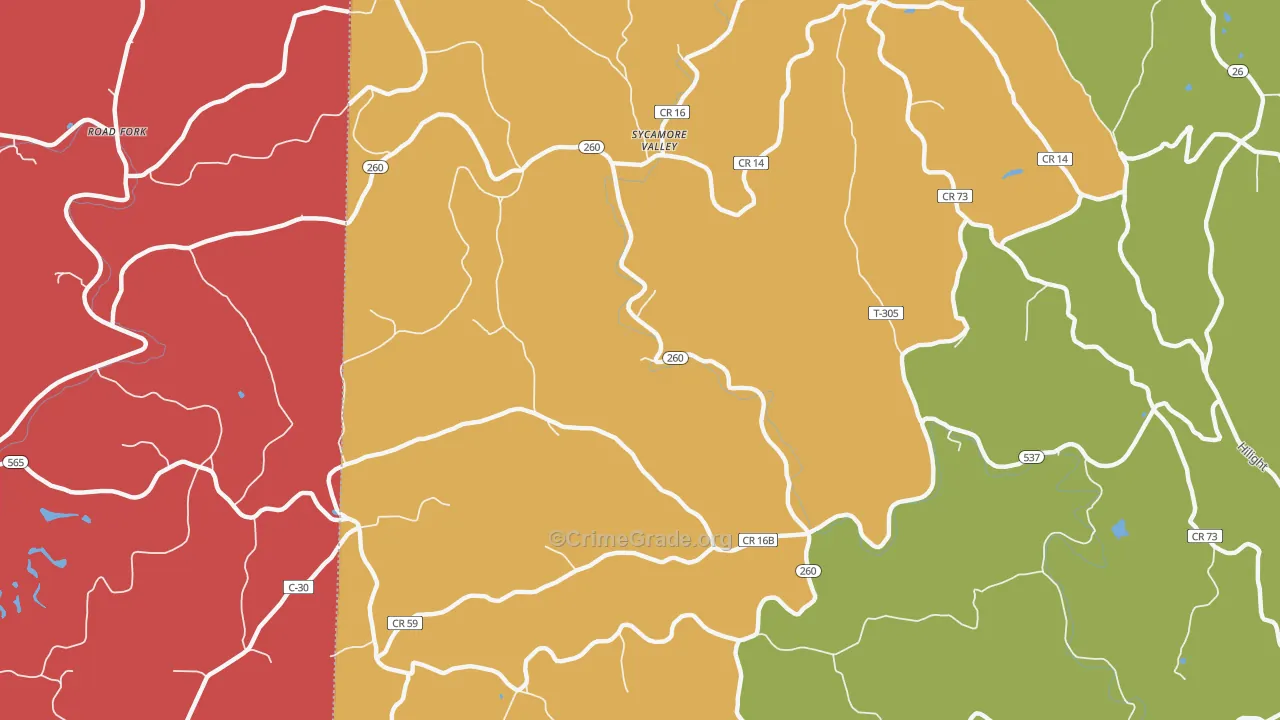 Sycamore Valley, OH Map of Arson Rates
