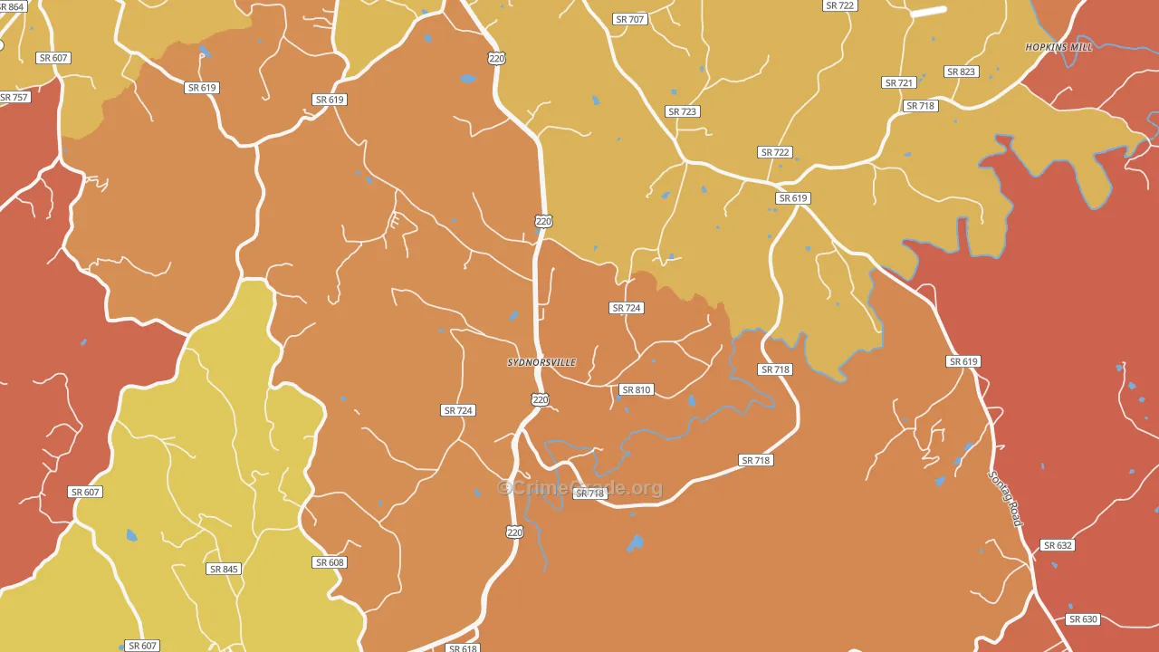 Sydnorsville, VA Map of Arson Rates