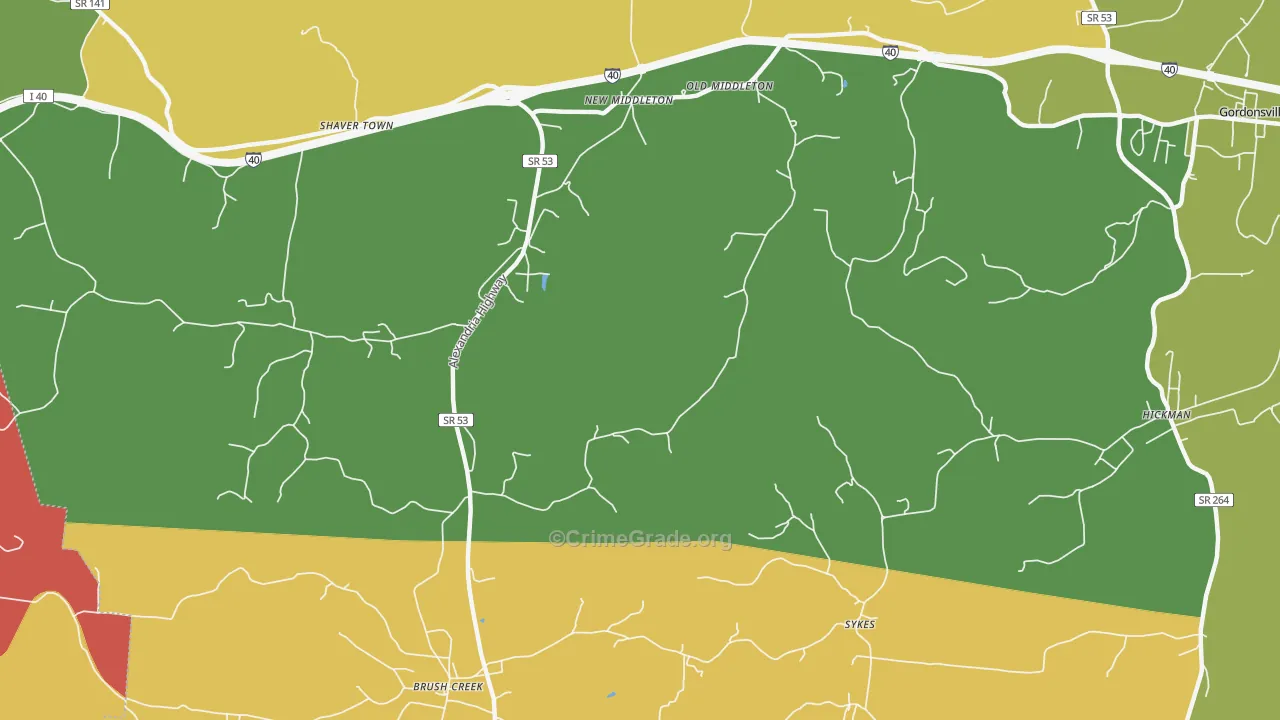 Sykes, TN Map of Arson Rates