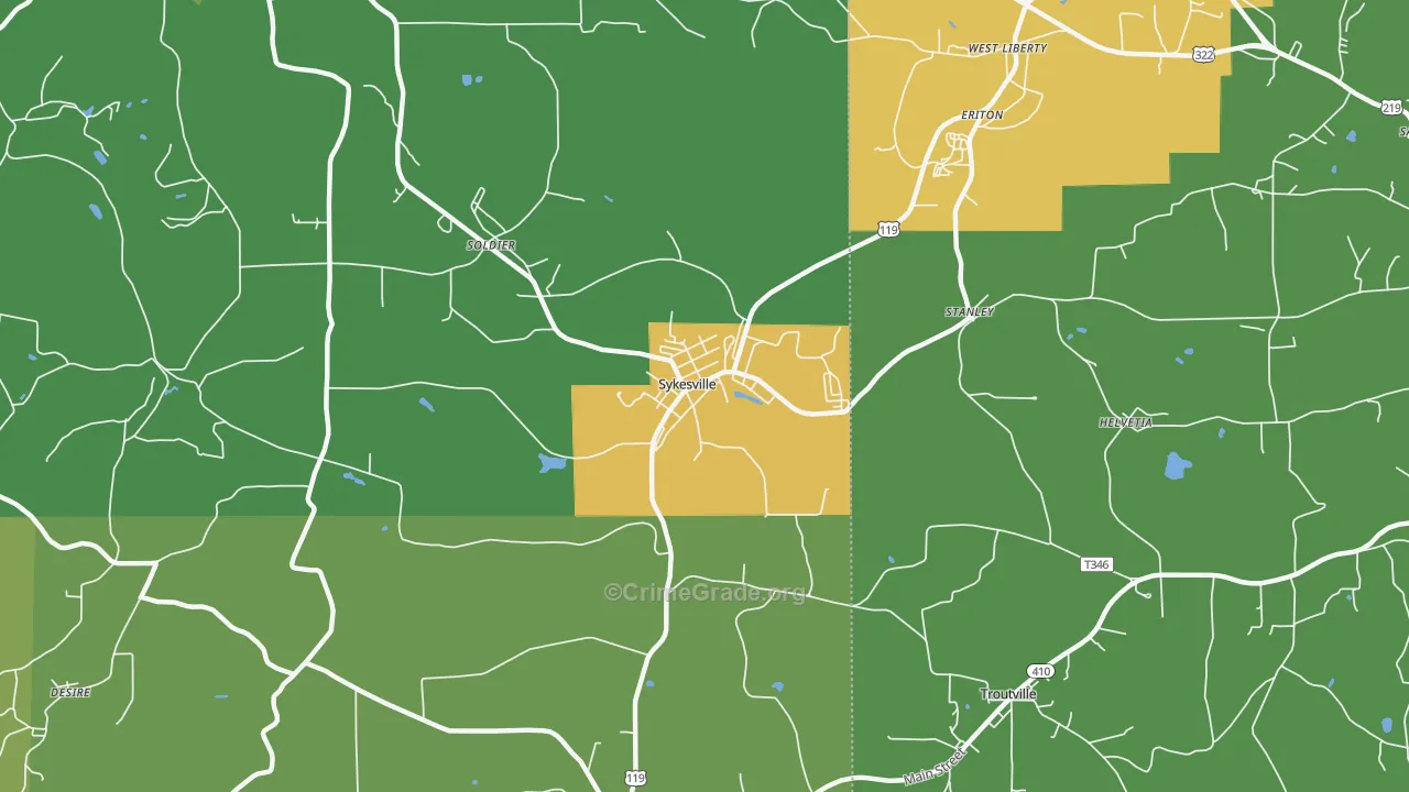 Sykesville, PA Map of Arson Rates