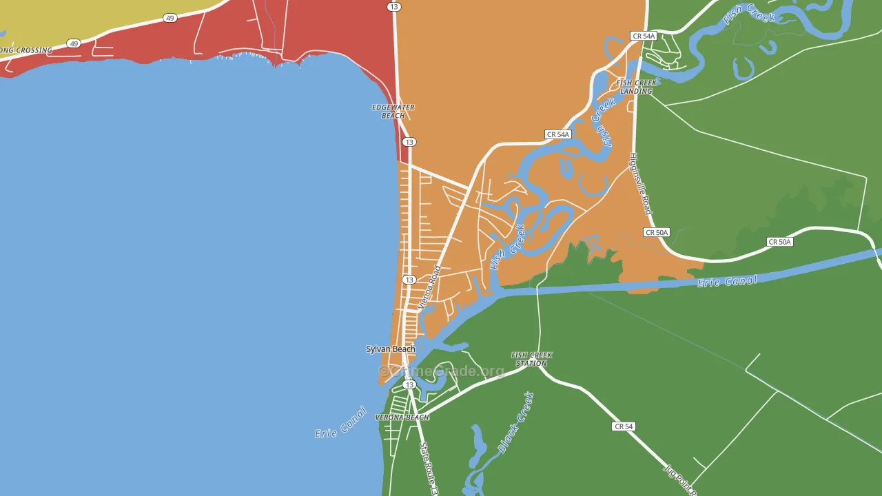 Sylvan Beach, NY Map of Arson Rates