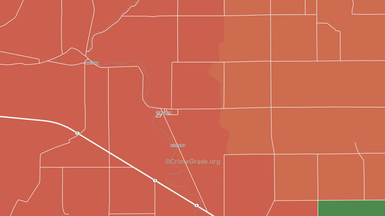 Symonds, MS Map of Arson Rates