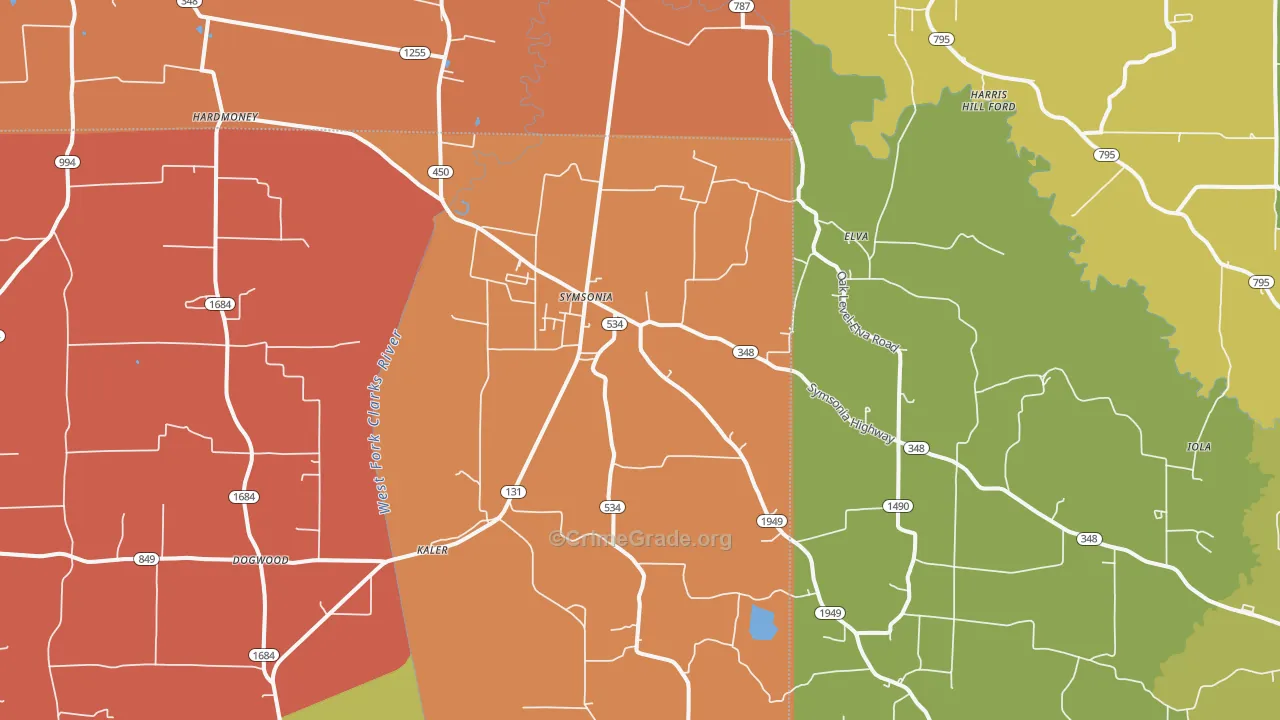Symsonia, KY Map of Arson Rates