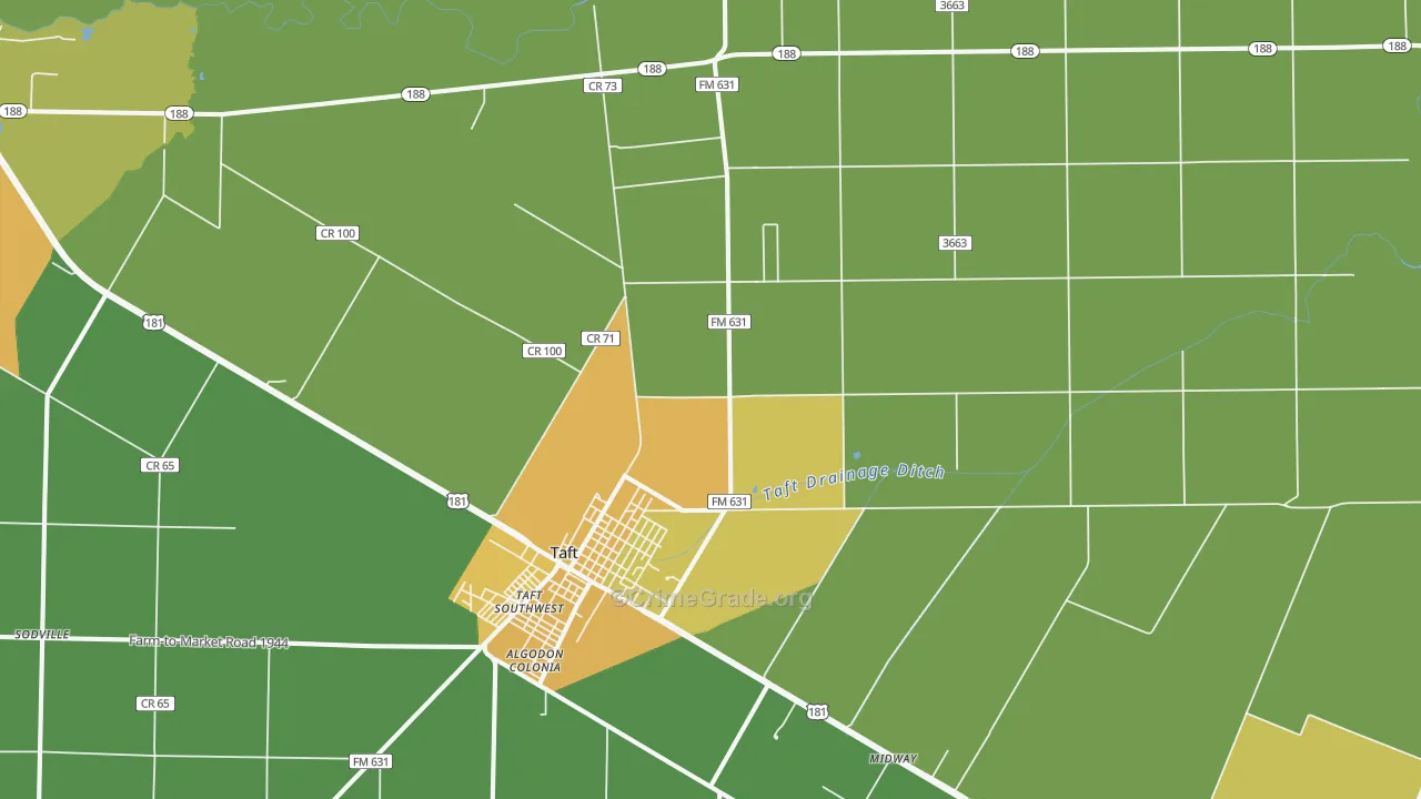 Taft Southwest, TX Map of Arson Rates