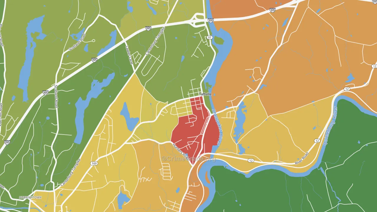 Taftville, CT Map of Arson Rates