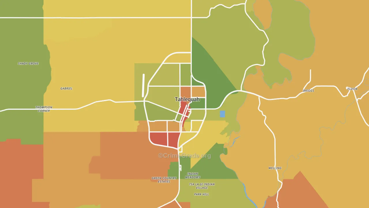 Tahlequah, OK Map of Arson Rates
