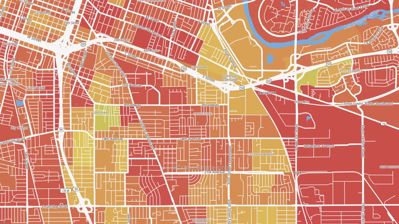 Tahoe Park, Sacramento, CA Map of Arson Rates
