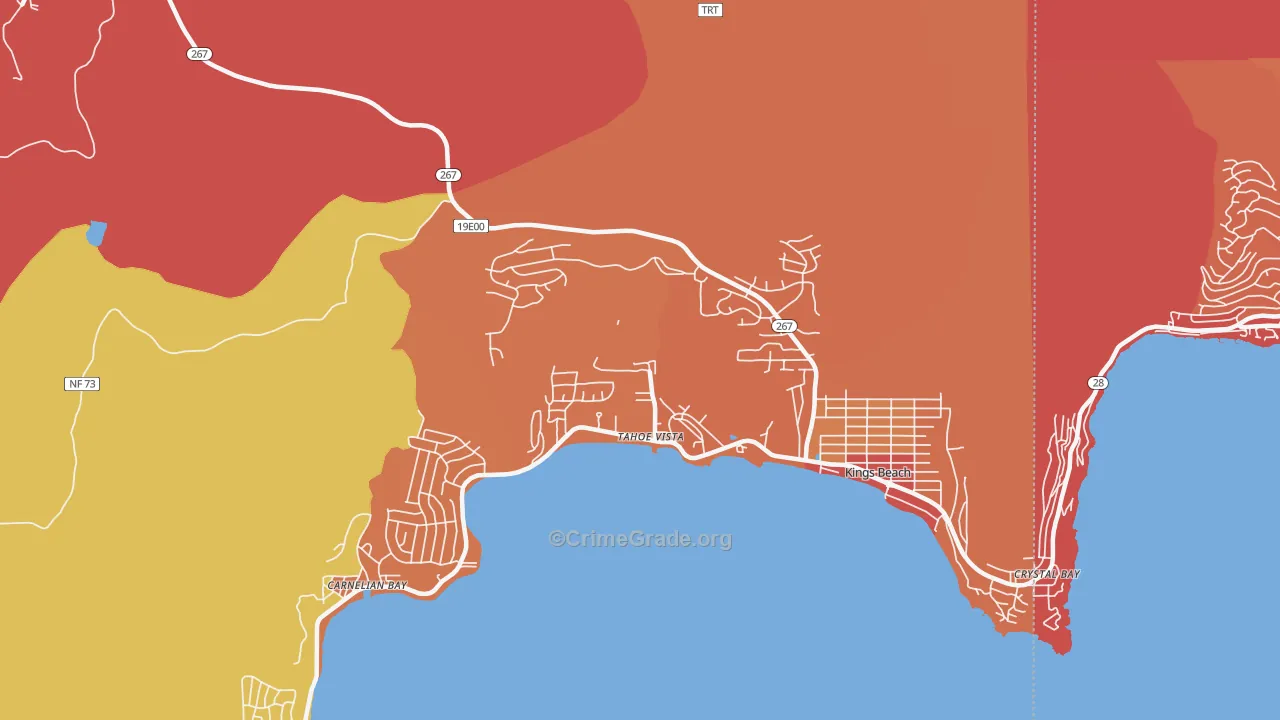 Tahoe Vista, CA Map of Arson Rates