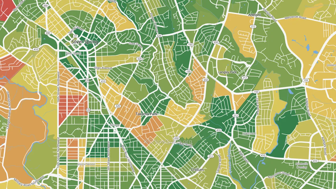 Takoma Park, MD Map of Arson Rates