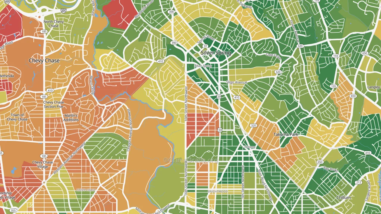 Takoma Park, Washington, DC Map of Arson Rates
