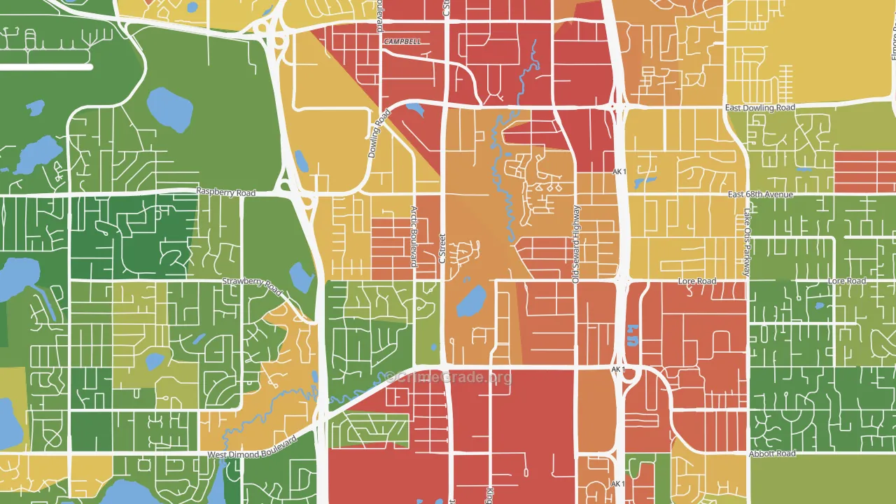 Taku-Campbell, Anchorage, AK Map of Arson Rates