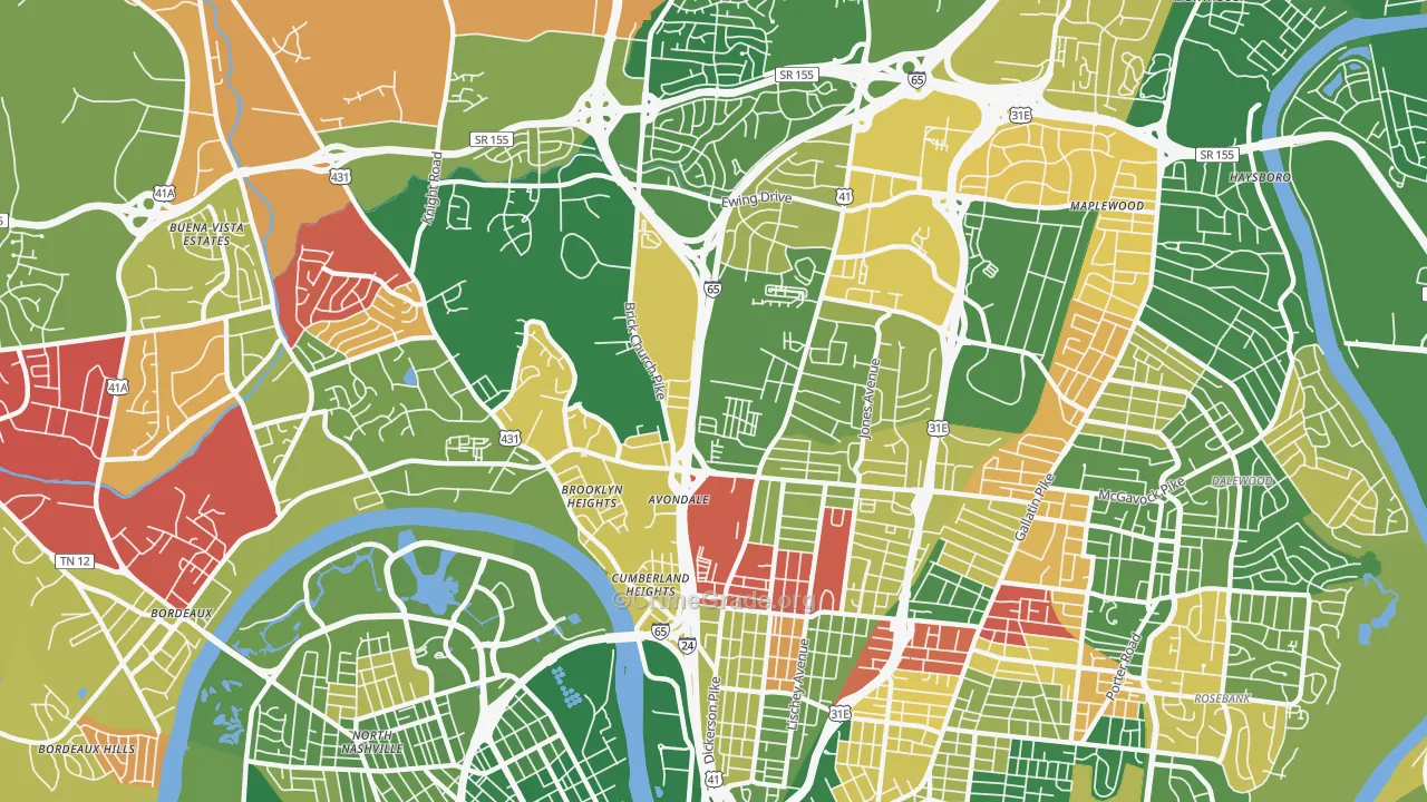 Talbot's Corner, Nashville, TN Map of Arson Rates
