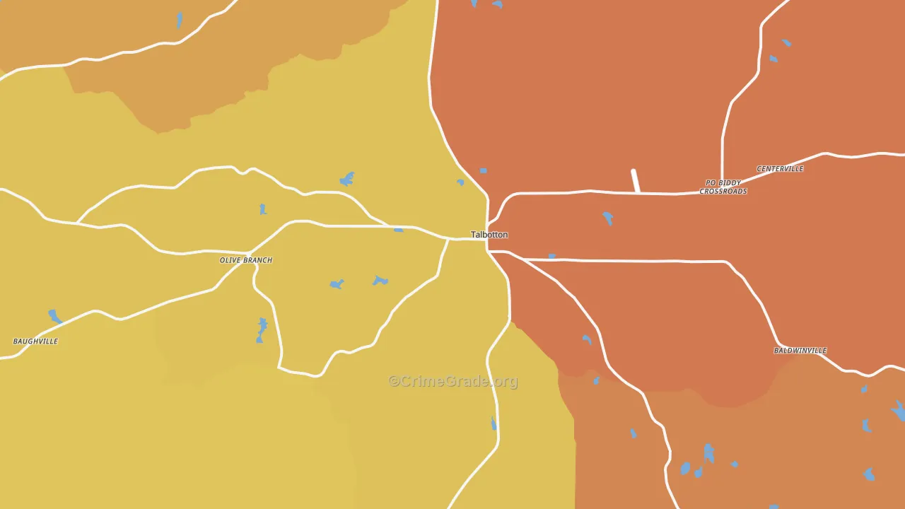 Talbotton, GA Map of Arson Rates