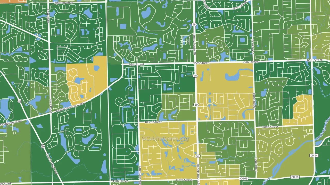 Tall Grass, Naperville, IL Map of Arson Rates
