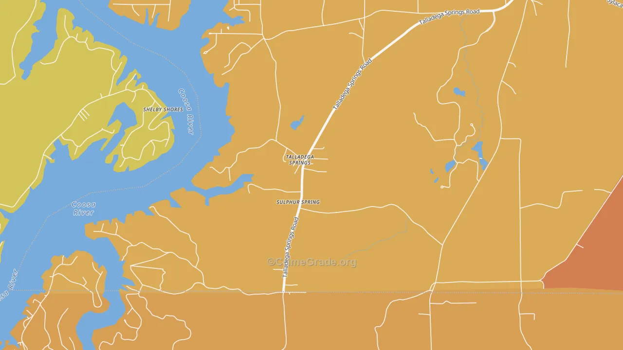 Talladega Springs, AL Map of Arson Rates