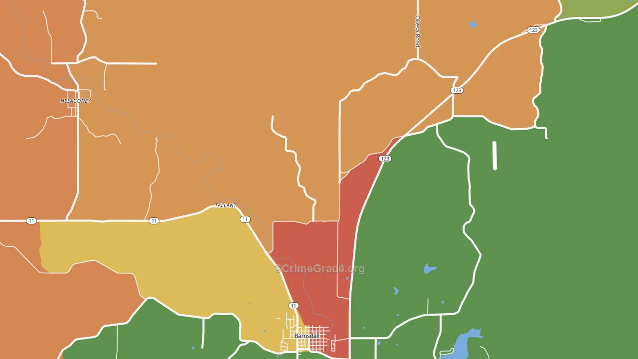 Tallant, OK Map of Arson Rates