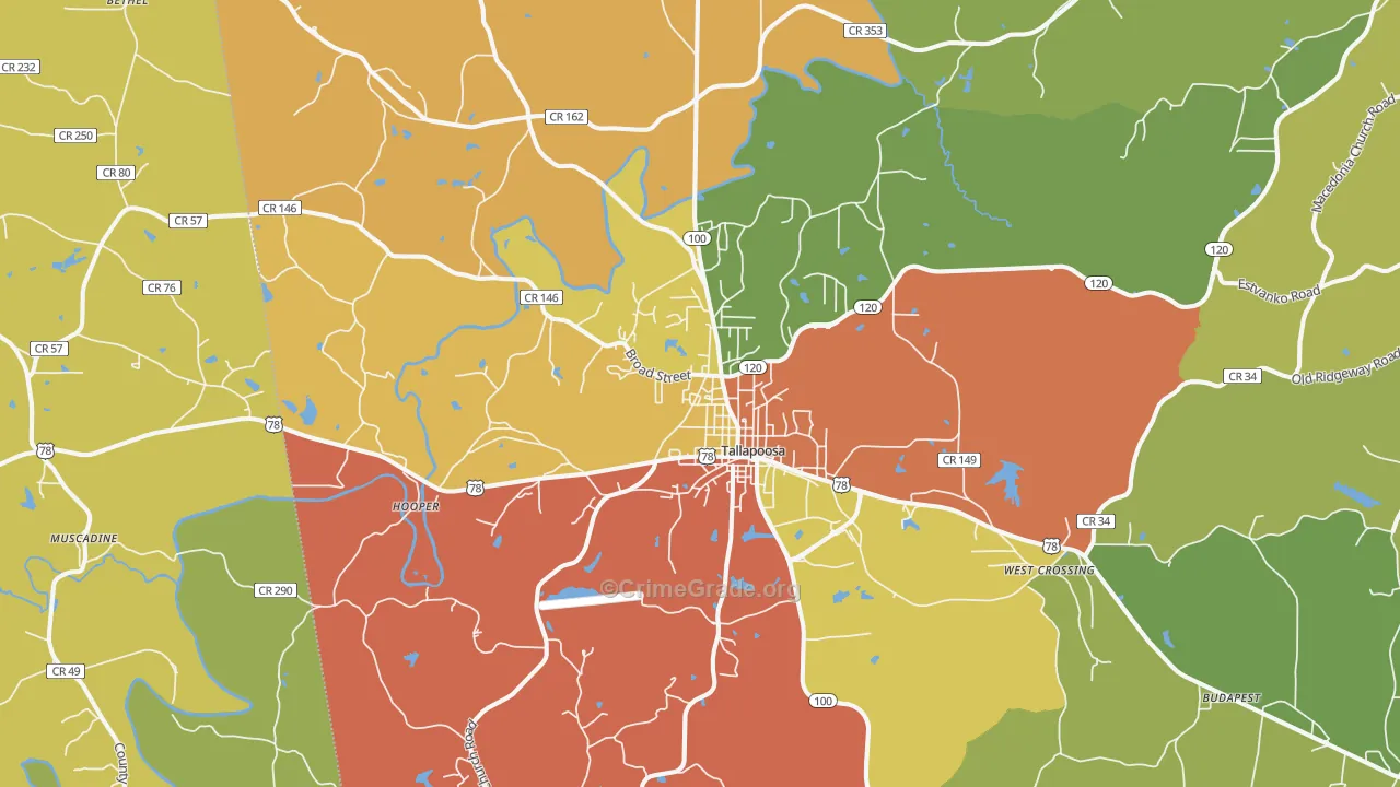 Tallapoosa, GA Map of Arson Rates