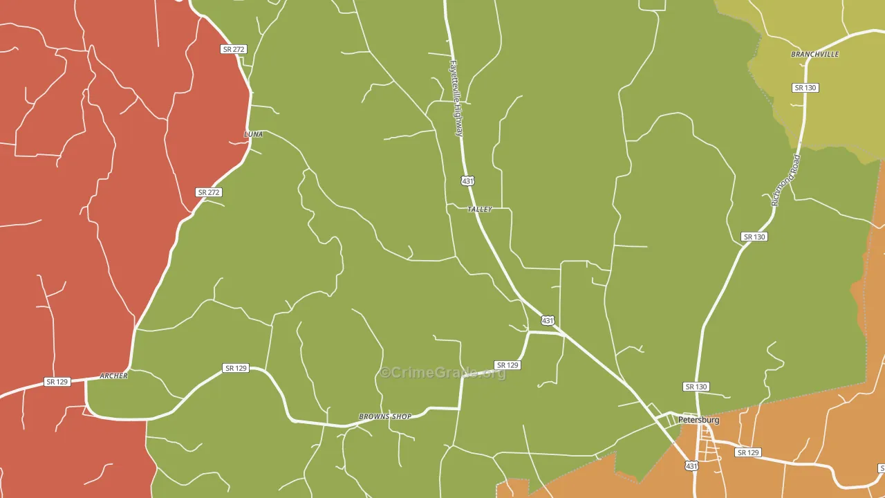 Talley, TN Map of Arson Rates