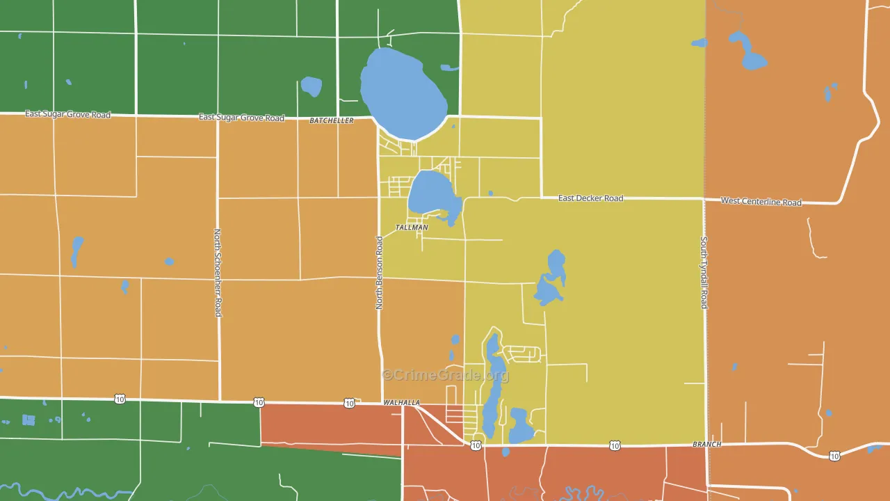 Tallman, MI Map of Arson Rates