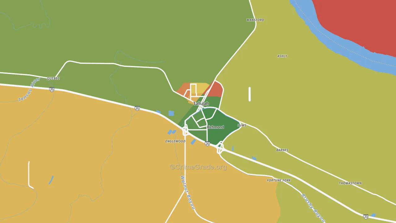 Tallulah, LA Map of Arson Rates