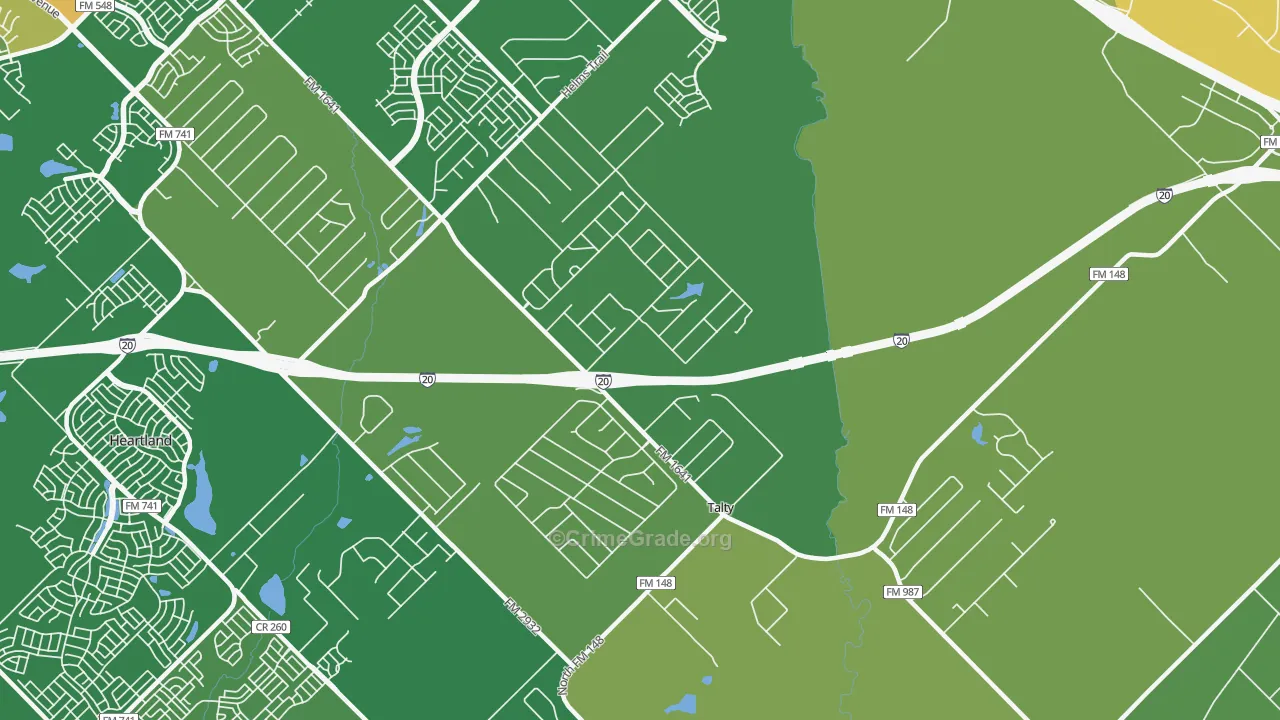 Talty, TX Map of Arson Rates