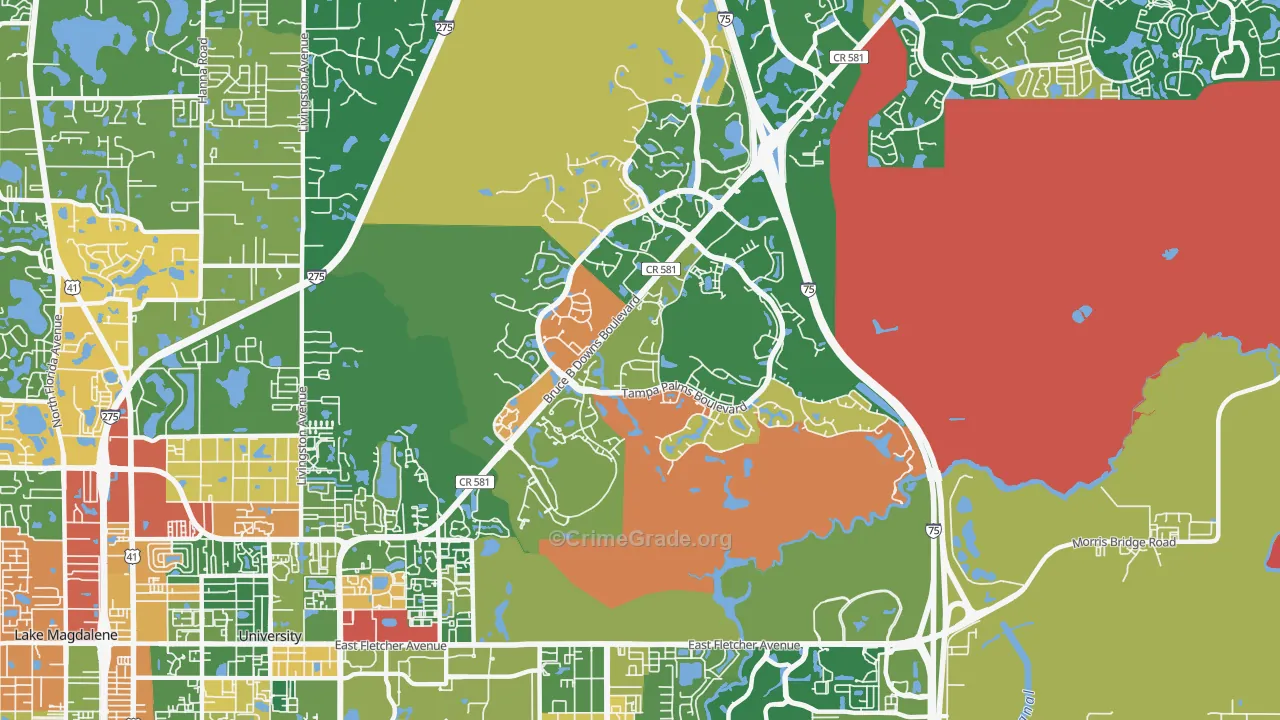 Tampa Palms, Tampa, FL Map of Arson Rates