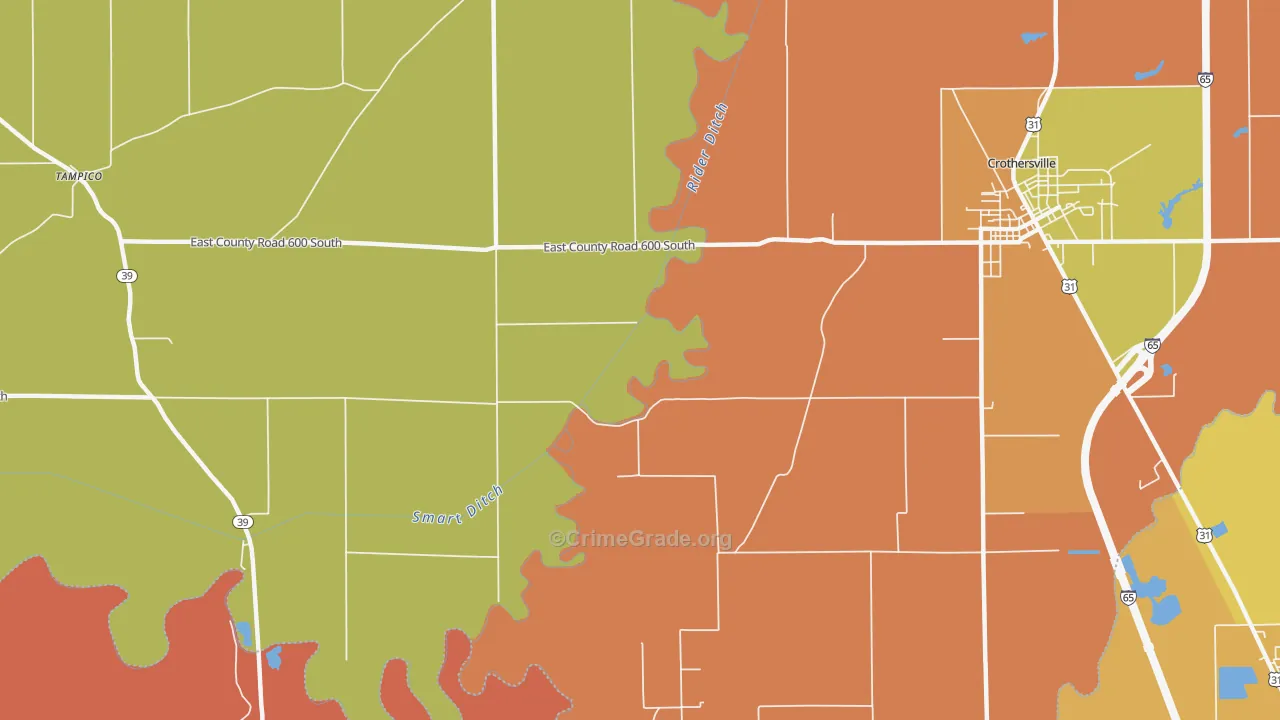 Tampico, IN Map of Arson Rates