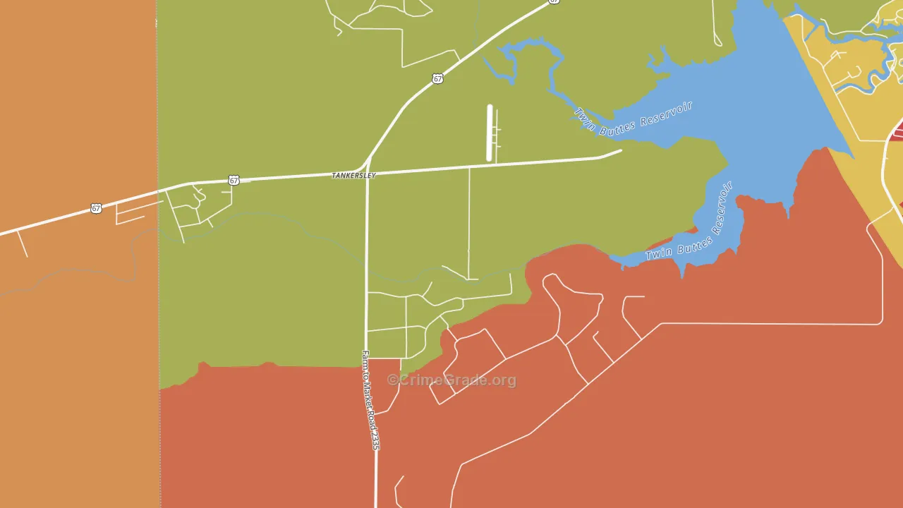 Tankersley, TX Map of Arson Rates