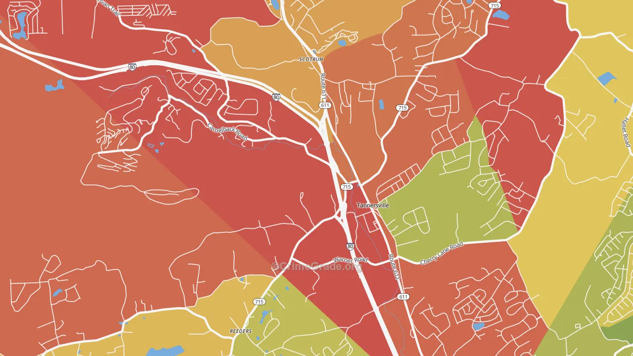 Tannersville, PA Map of Arson Rates