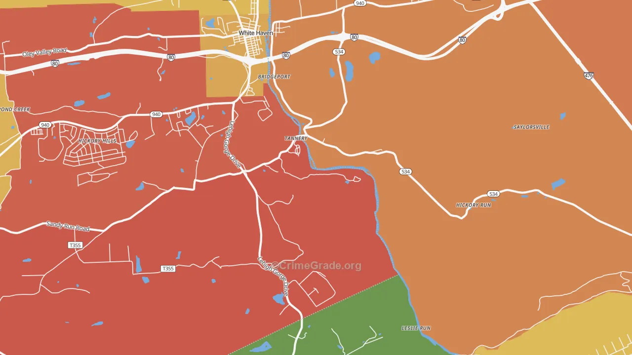 Tannery, PA Map of Arson Rates