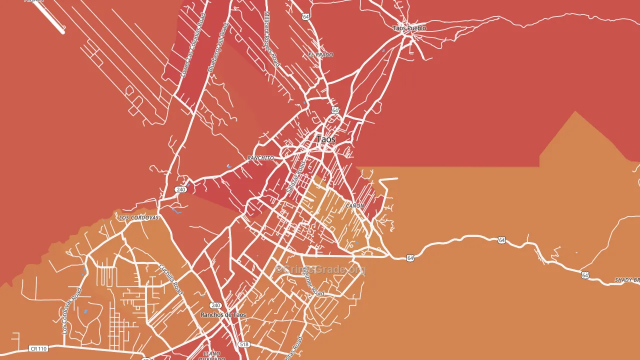 Taos, NM Map of Arson Rates