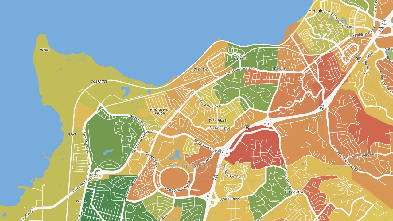 Tara Hills, San Pablo, CA Map of Arson Rates
