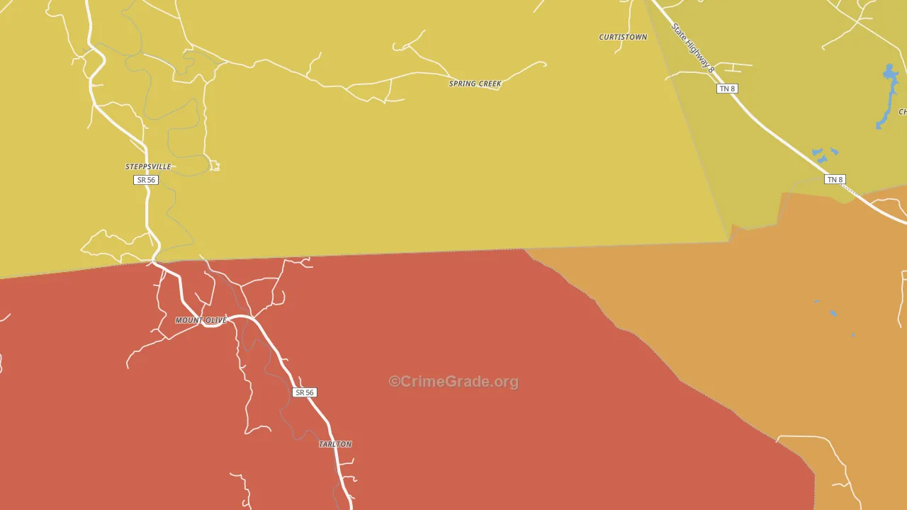 Tarlton, TN Map of Arson Rates
