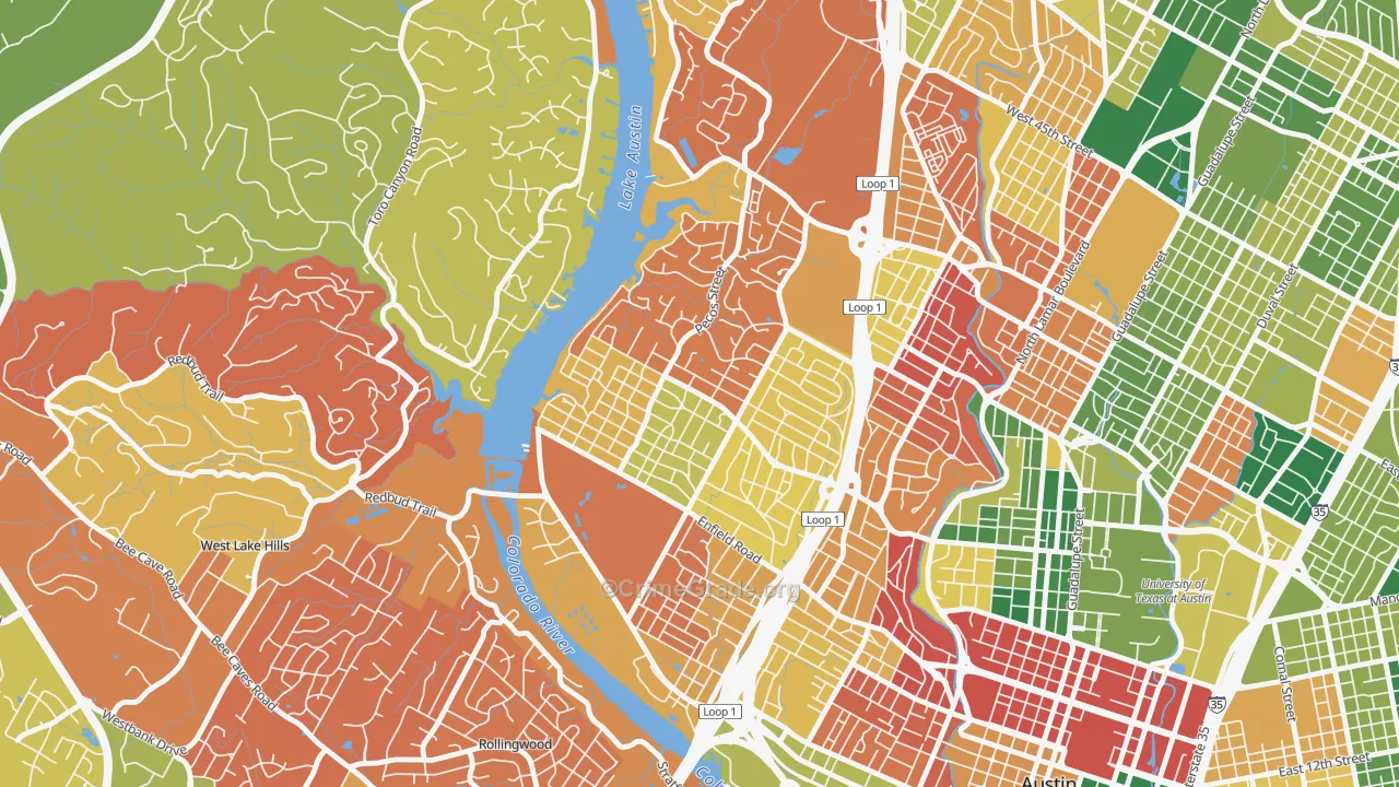 Tarrytown, Austin, TX Map of Arson Rates