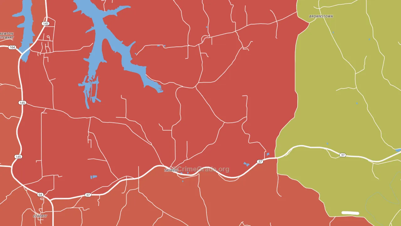 Taswell, IN Map of Arson Rates