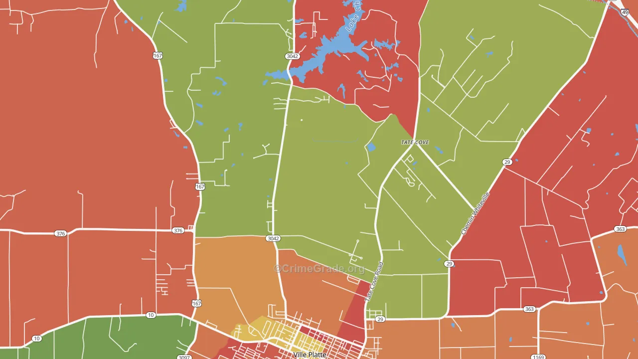 Tate Cove, LA Map of Arson Rates