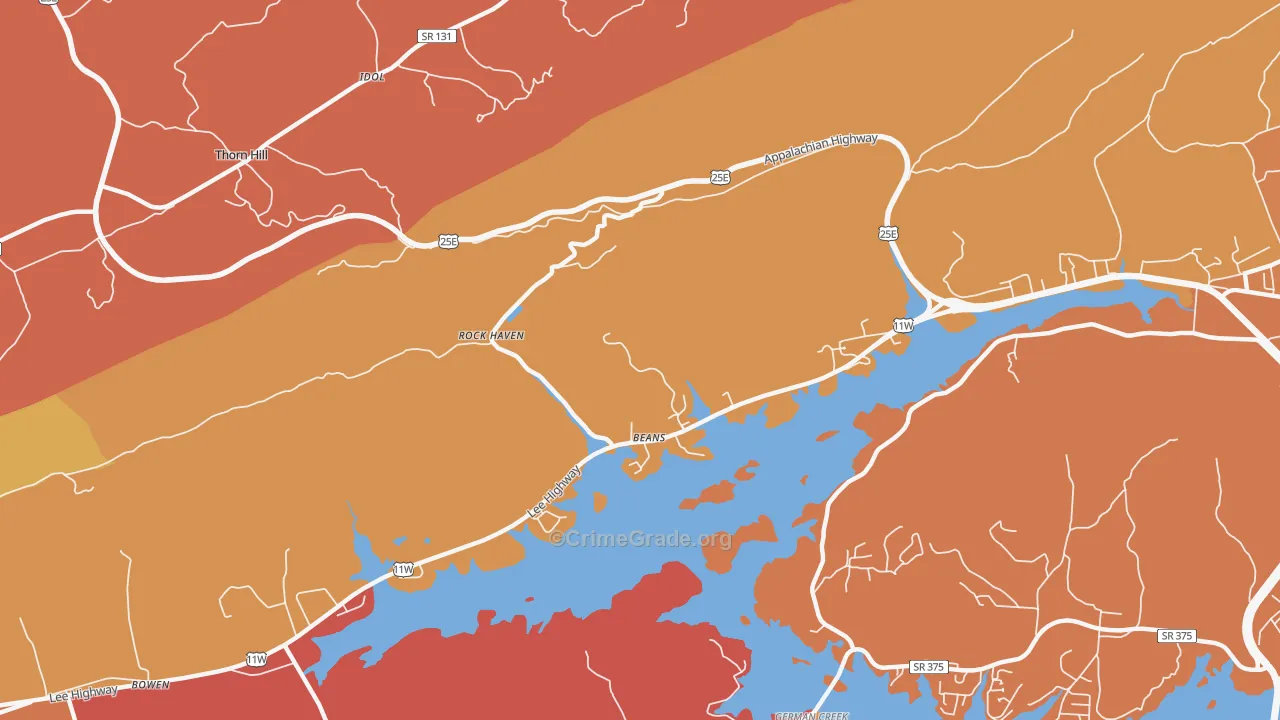 Tate Springs, TN Map of Arson Rates
