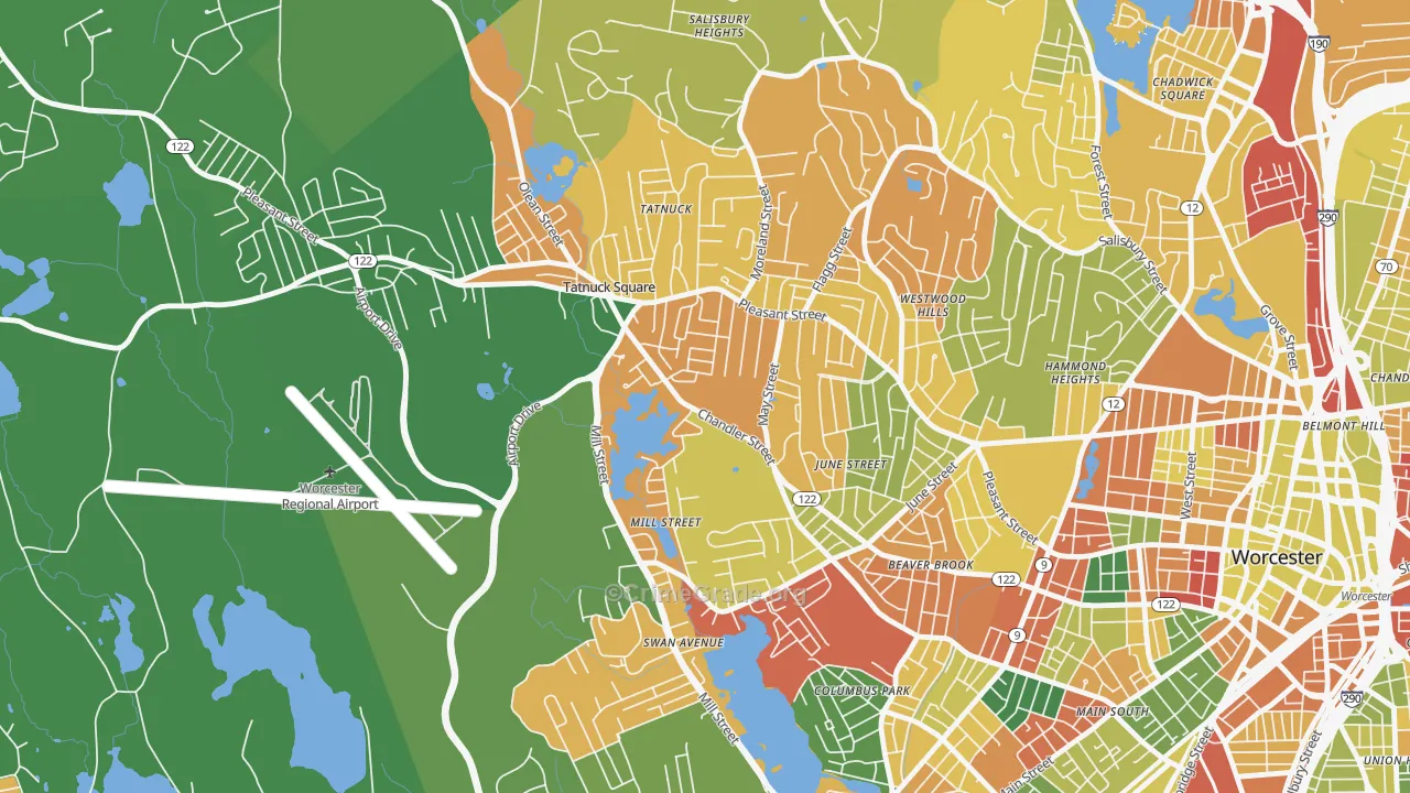 Tatnuck, Worcester, MA Map of Arson Rates