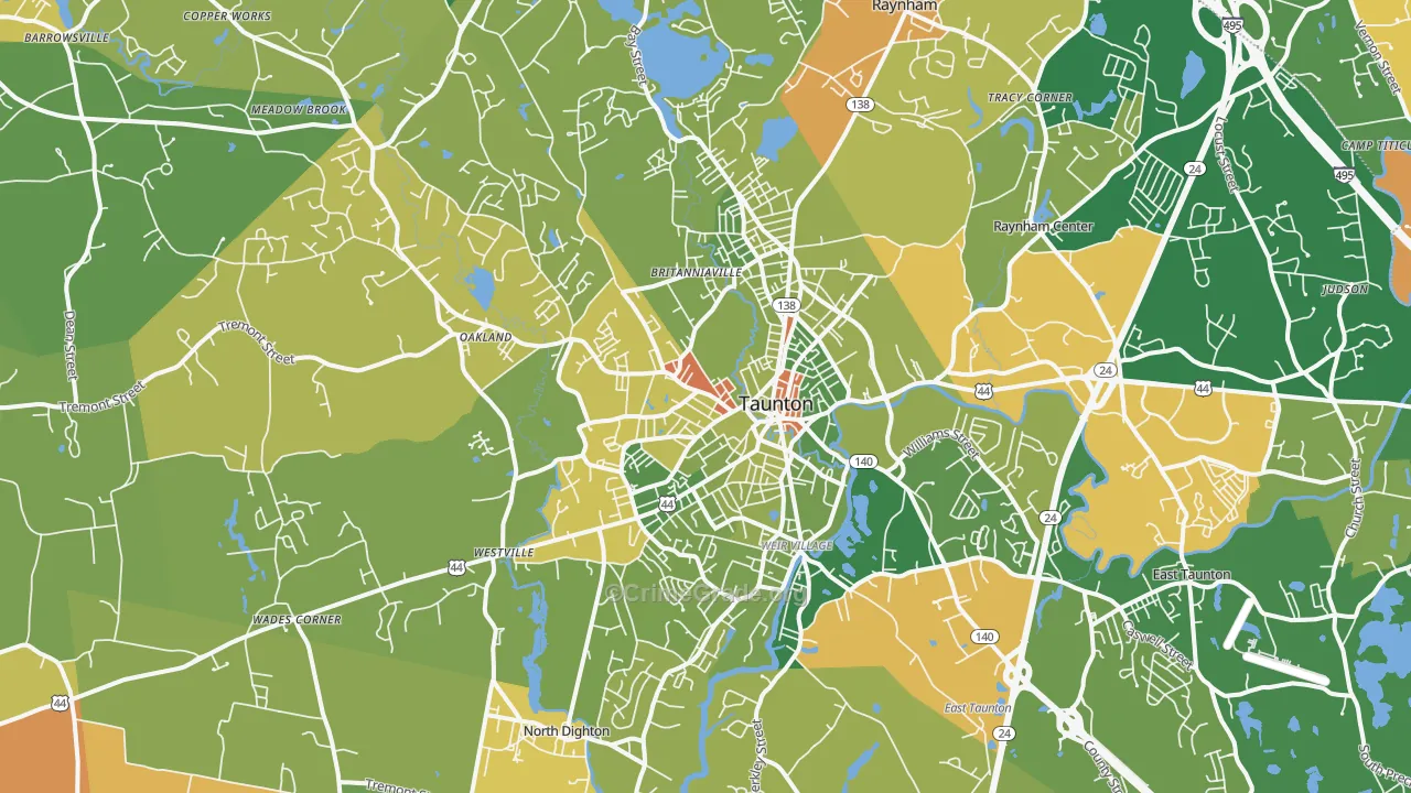 Taunton, MA Map of Arson Rates