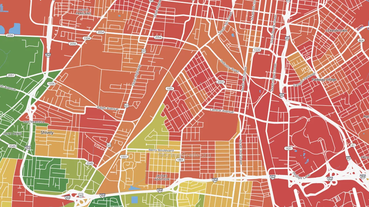 Taylor Berry, Louisville, KY Map of Arson Rates