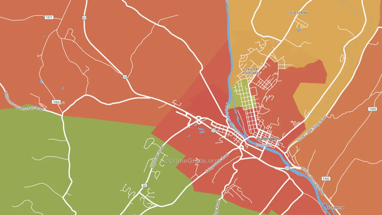 Taylor Highlands, PA Map of Arson Rates