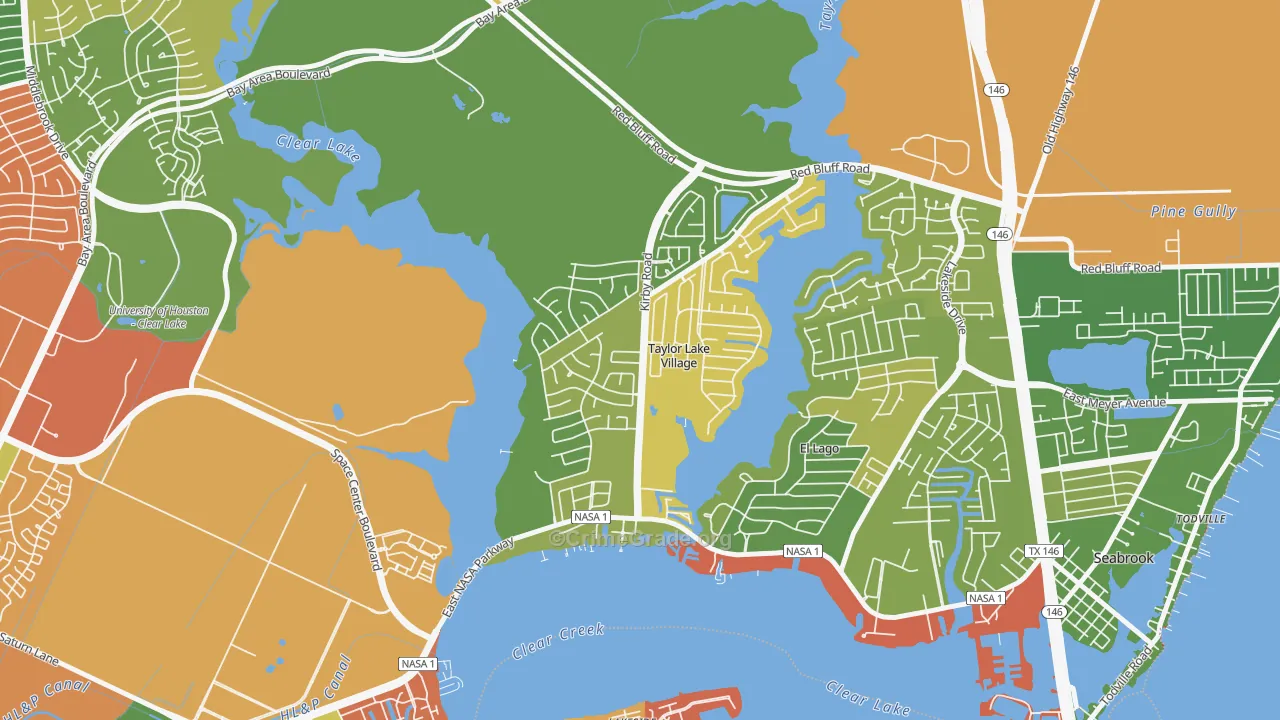 Taylor Lake Village, TX Map of Arson Rates
