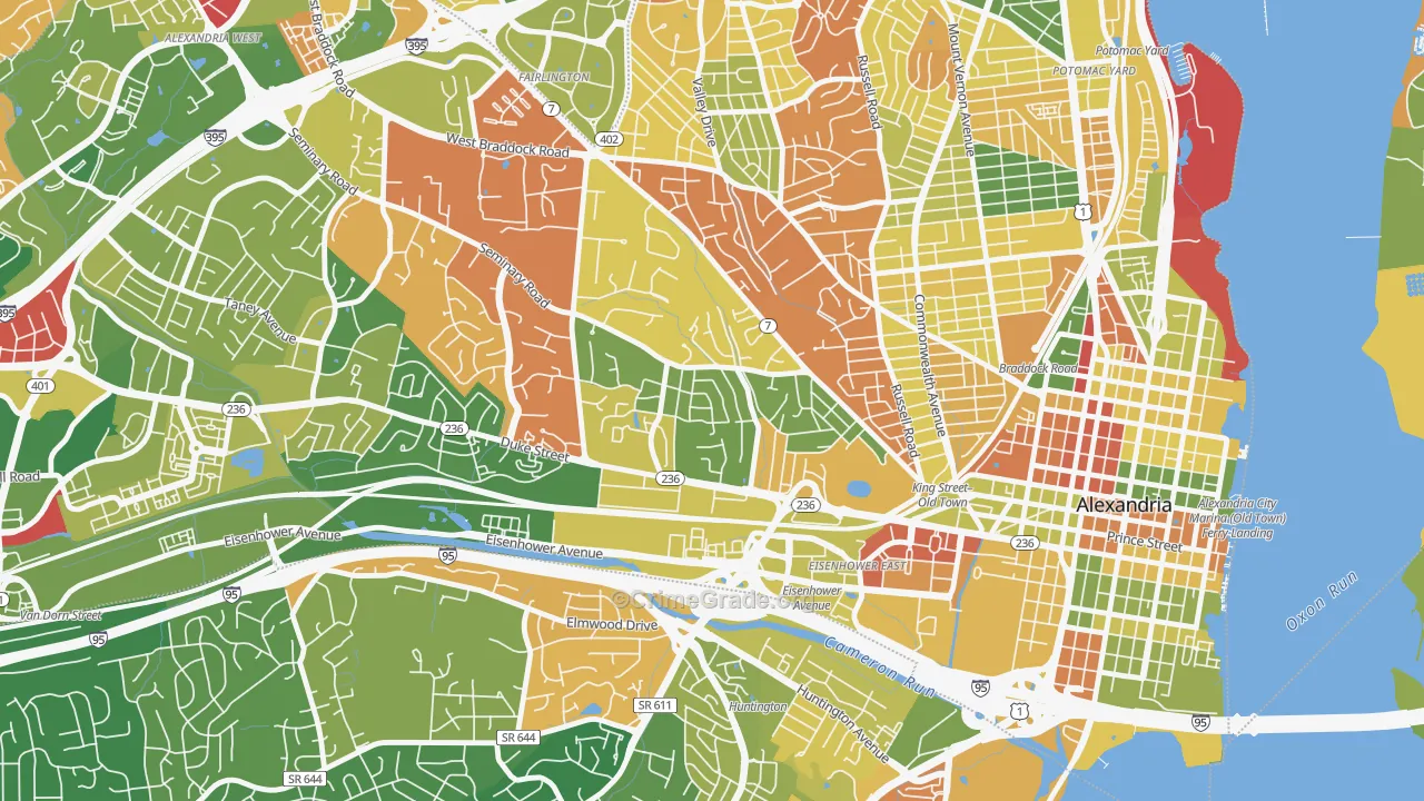 Taylor Run, Alexandria, VA Map of Arson Rates
