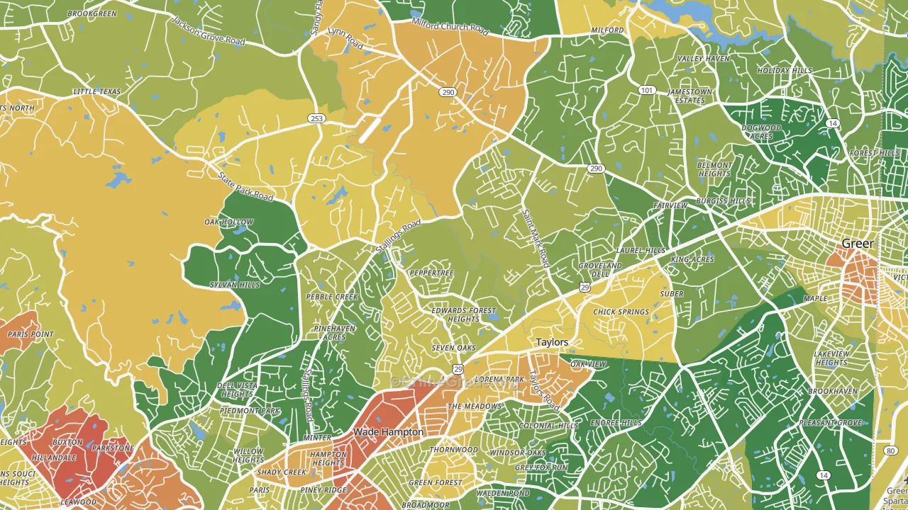 Taylors, SC Map of Arson Rates