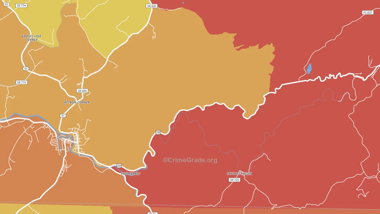 Taylors Valley, VA Map of Arson Rates