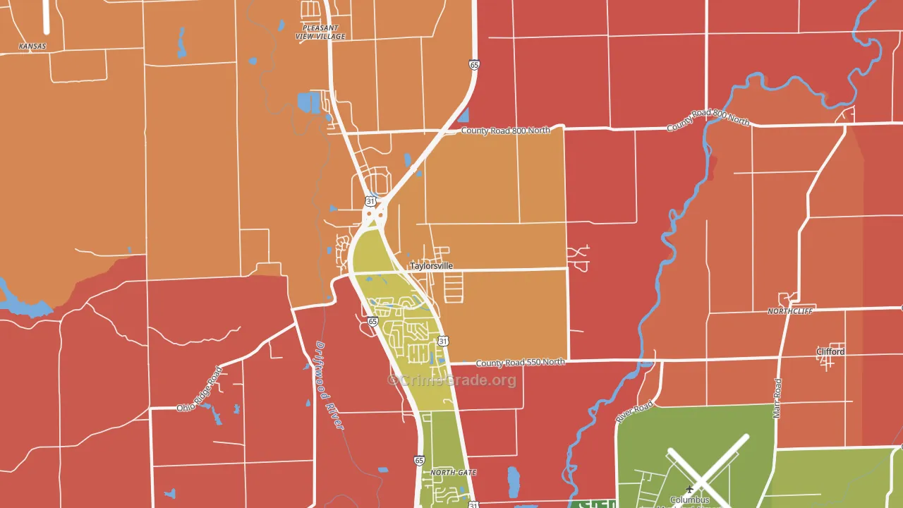 Taylorsville, IN Map of Arson Rates