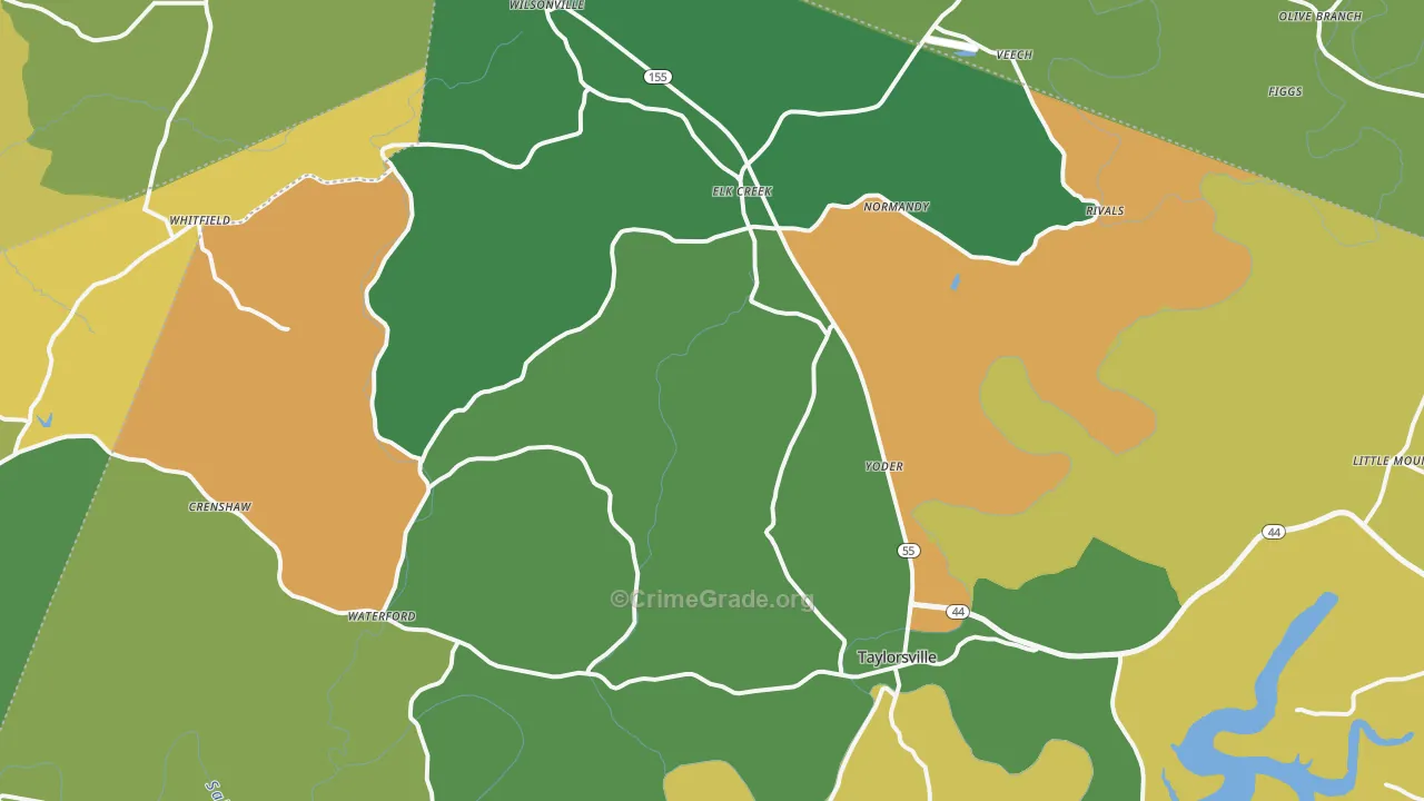 Taylorsville, KY Map of Arson Rates