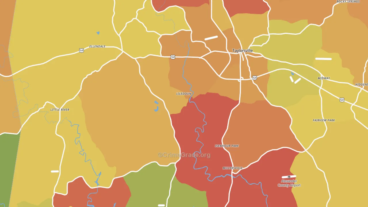 Taylorsville, NC Map of Arson Rates